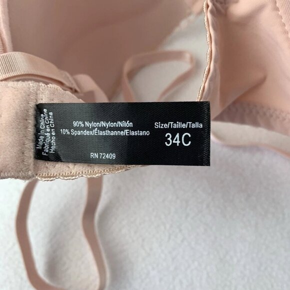 Rene Rofe Lace Pink Bra 34C Extreme Push Up Floral NWT - Picture 3 of 6